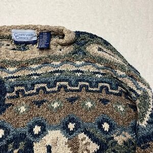 Countryside Classics Knit Sweater L G Geometric Pattern Earth Tones Hand Knitted